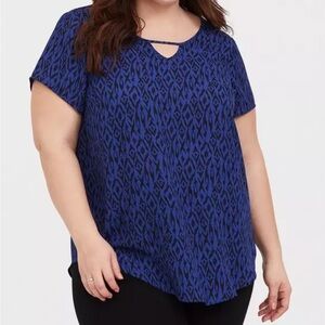 Torrid Black and Blue Abstract Pattern Top